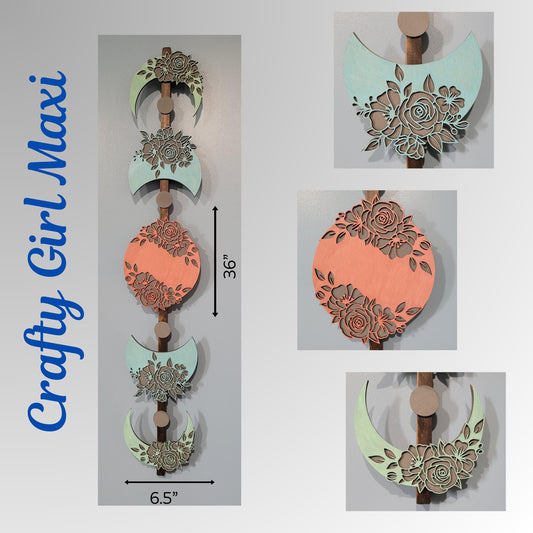 Moon Phase Wooden Wall Art Floral Celestial Decor Laser Cut Flower Moon Wall Art Unique Home Decor Moon Phase Art Delicate Floral Designs