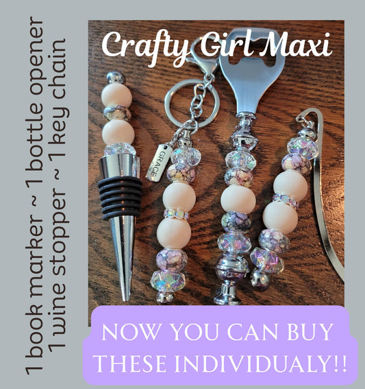 Cream and Gray Weekend Wine accessory gift wine stopper bottle opener book marker keychain wine gift set, barware accessories