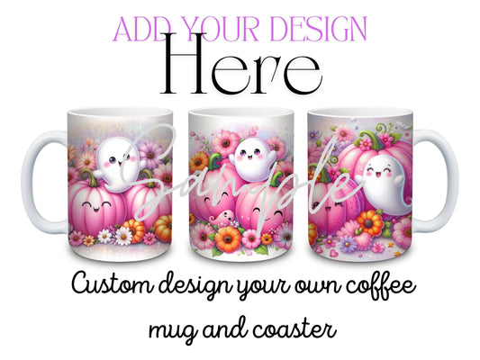 Custom Coffee Mug Set with Coaster - 15oz Sublimation Ceramic Mugs, Personalized & Customizable Gift for Coffee Lovers custom mug design